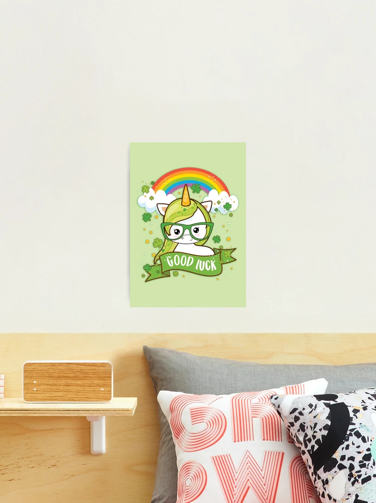 Kawaii Good Luck Rainbow St Patricks Day Nerdy Unicorn with Glasses Art  Board Print for Sale by Irene Koh