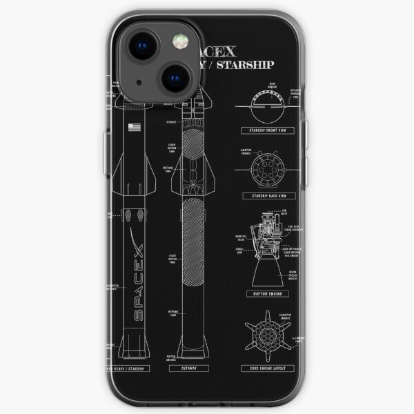 SpaceX: Starship & Super Heavy (White Stencil - No Background) Vertical iPhone Soft Case