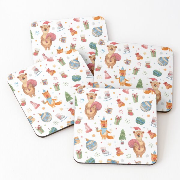 Item preview, Seamless watercolor pattern with a fox and New Year gifts designed and sold by Kyb4ik.