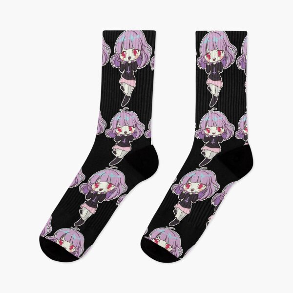 Item preview, Kawaii Pastel Goth Aesthetic Anime Chibi Girl with Purple Hair designed and sold by Irene Koh.