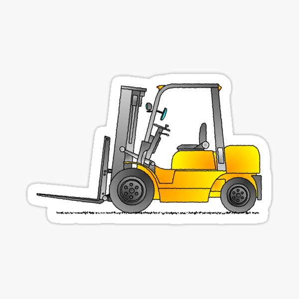 Yellow Forklift Truck Cartoon Style Design Sticker