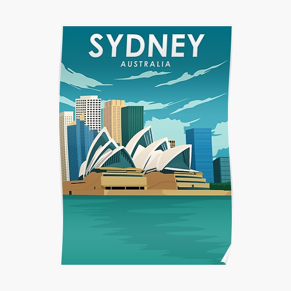 Sydney Australia Vintage Minimal Oprah House Travel Poster Poster