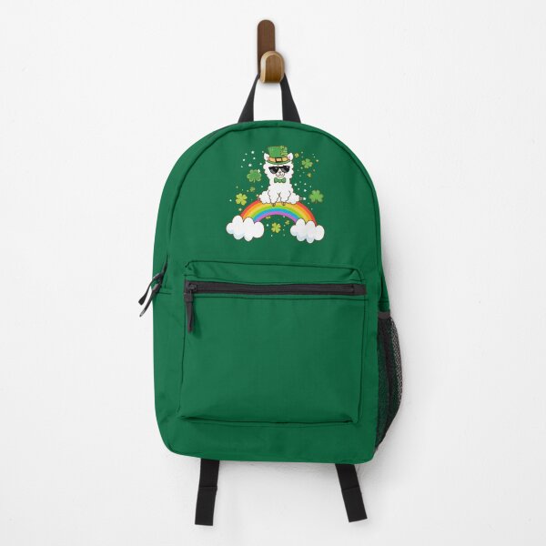 Item preview, Cute Kawaii Llama with Green Shamrock Hat on Rainbow St Patricks Day designed and sold by Irene Koh.