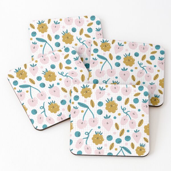 Item preview, Cute cartoon berries smiling on check tablecloth designed and sold by stolenpencil.