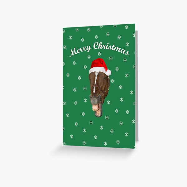 Merry Christmas laughing horse Greeting Card