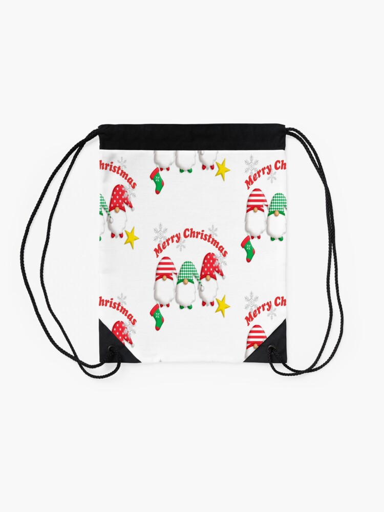 Disover Merry Christmas Gnomes  Drawstring Bag
