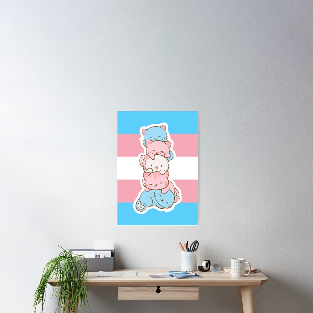 Transgender Pride Flag Cute Kawaii Cats Subtle Lgbtq Trans Pride