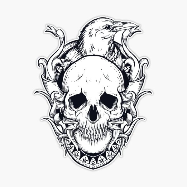 Raven Skull Sticker for Sale by WishingInkwell