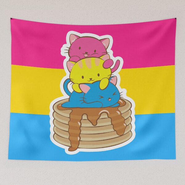 Item preview, Pansexual Pride Flag Kawaii Cats on Pancakes designed and sold by Irene Koh.