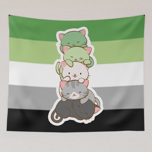 Item preview, LGBTQ Aromantic Pride Flag Cute Kawaii Cat Tower for Aro designed and sold by Irene Koh.