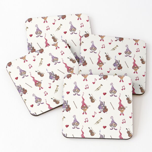 Item preview, Cute Gnomes playing cello violin pattern designed and sold by adriana-holmes.