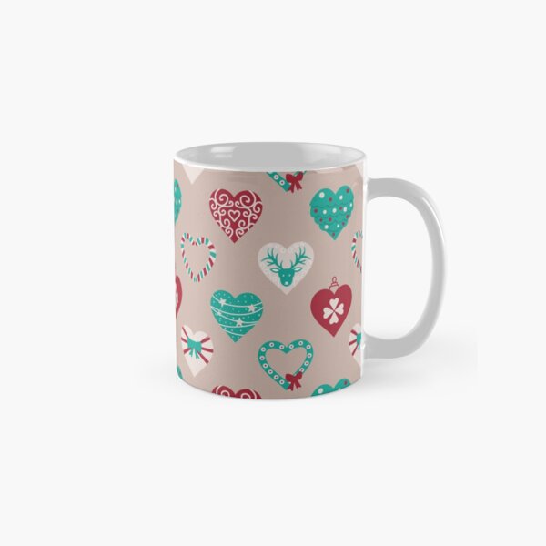 Christmas Hearts Pattern in Nude Classic Mug