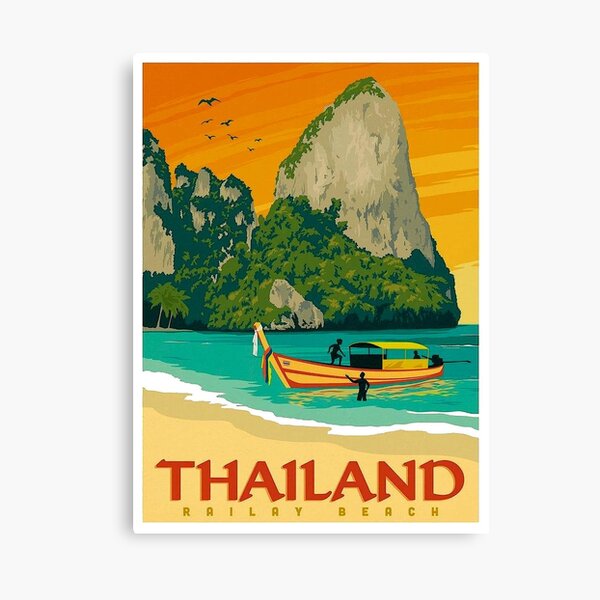 THAILAND RAILAY BEACH: Vintage Resort Travel Advertising Print Leinwanddruck