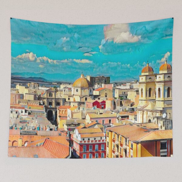 Item preview, Cagliari Skyline designed and sold by Sofia-Draws.