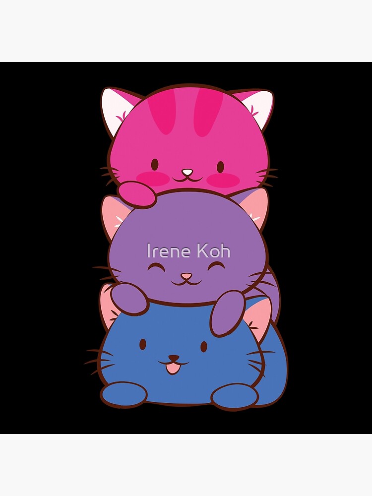 Bisexual Flag LGBT Bi Pride Cute Kawaii Cats Art Board Print for