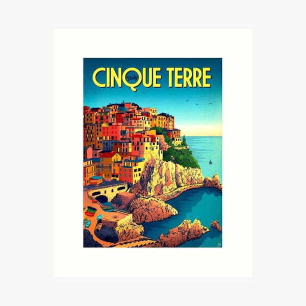 CINQUE TERRE ITALY: Vintage Travel Advertising Print Art Print