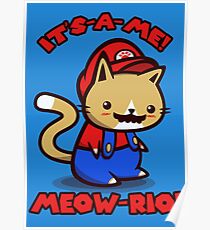 It's-a-me! Meow-rio! (Text ver.) Poster