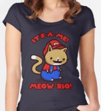 It's-a-me! Meow-rio! (Text ver.) Women's Fitted Scoop T-Shirt