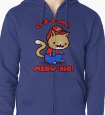 It's-a-me! Meow-rio! (Text ver.) Zipped Hoodie