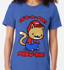 It's-a-me! Meow-rio! (Text ver.) Tri-blend T-Shirt