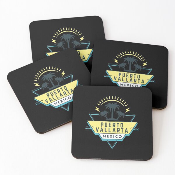 Artikelvorschau, Puerto Vallarta, PV, Vallarta, Mexiko, Souvenir, Palmen-Design, Retro, 80er Jahre, Grafikdesign entworfen und verkauft von RisingFrequency.