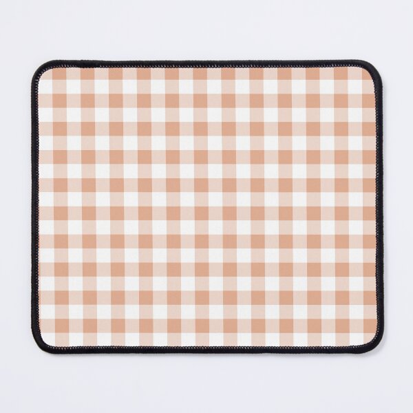 Item preview, gingham pattern in peach nougat / light brown and white designed and sold by colorofmagic.