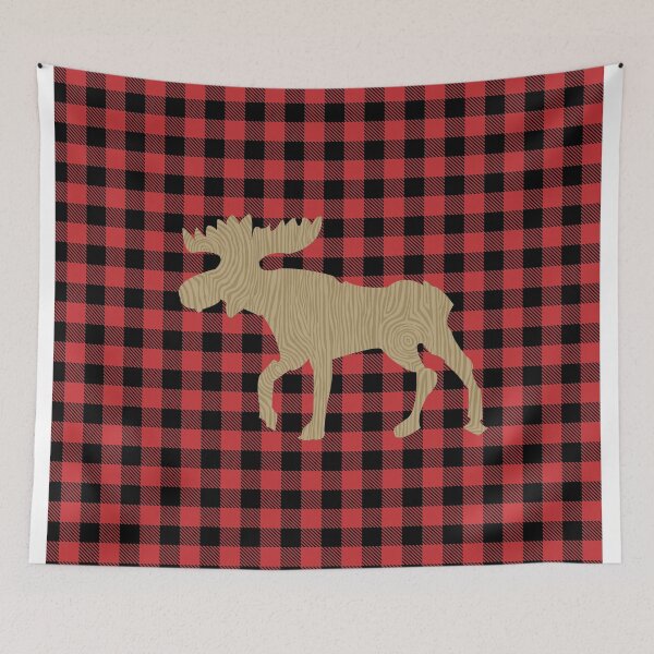 Item preview, Rustic Moose with Buffalo Plaid designed and sold by Art by Jess.