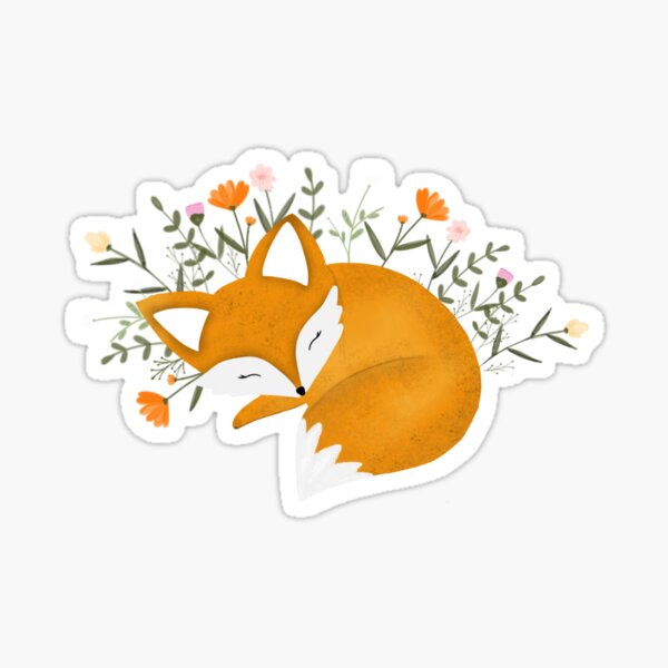 Item preview, Sleepy fox with flowers.  designed and sold by Vibe Cave.