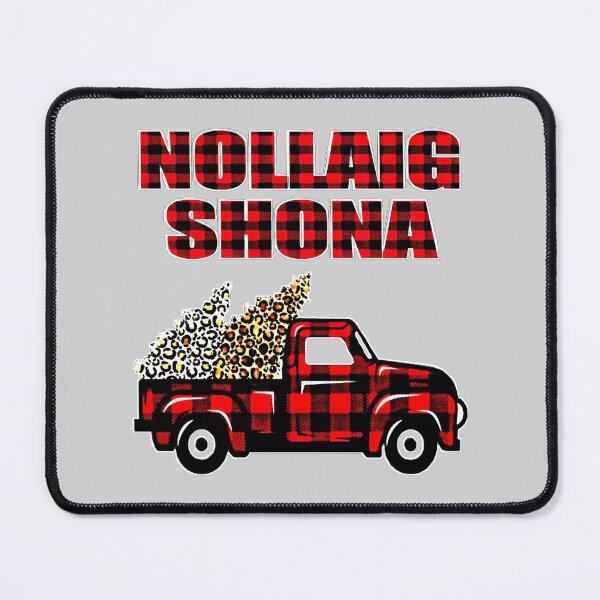 Item preview, Nollaig Shona Buffalo Check Truck and Christmas Trees designed and sold by RaglanRose.