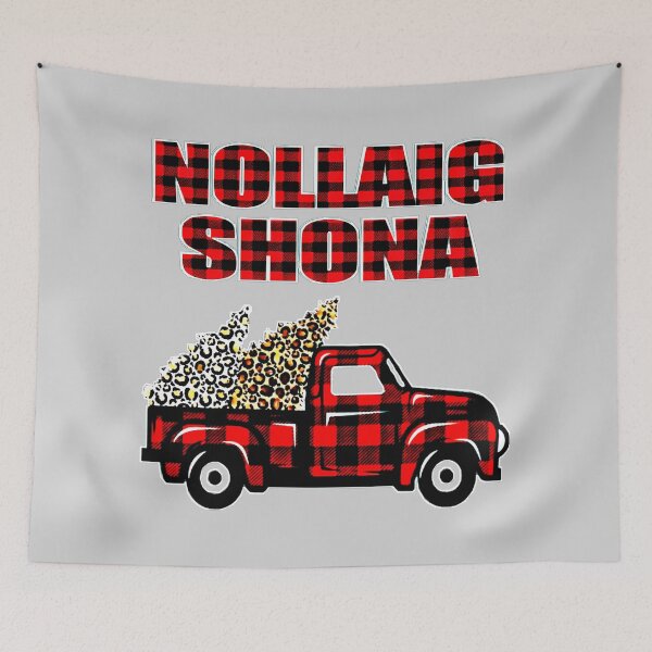 Item preview, Nollaig Shona Buffalo Check Truck and Christmas Trees designed and sold by RaglanRose.