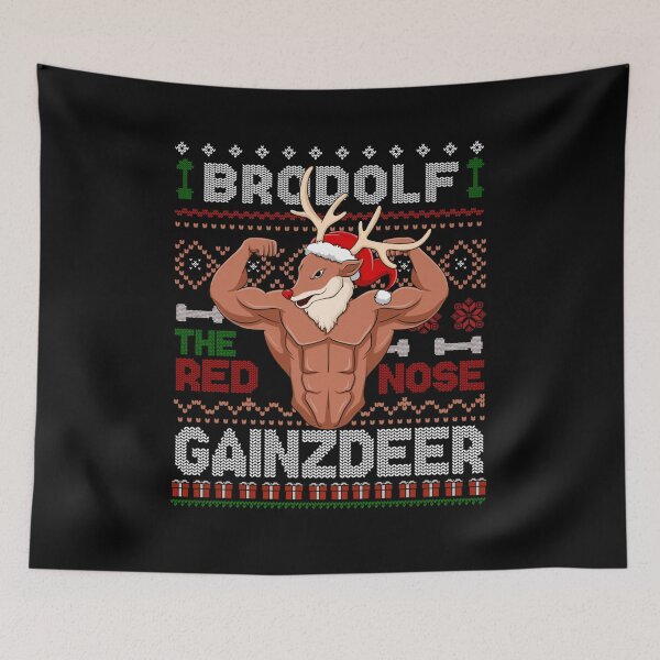 Artikelvorschau, Brodolf The Red Nose Gainzdeer Gym Ugly Christmas Sweater entworfen und verkauft von diesonlost.