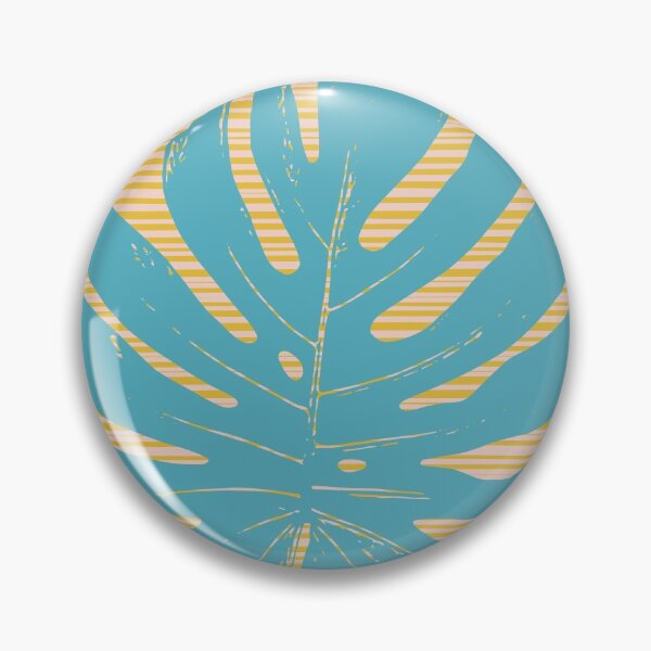 Item preview, Tropical Teal Monstera Leaf on Mustard Yellow and Blush Lines designed and sold by JuneJournal.