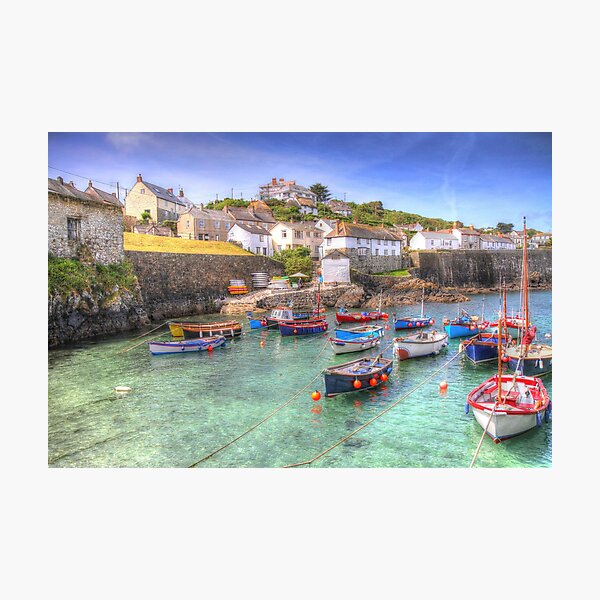 Framed Lizard Peninsula Print, Cornwall Print. Wall Map of Lizard