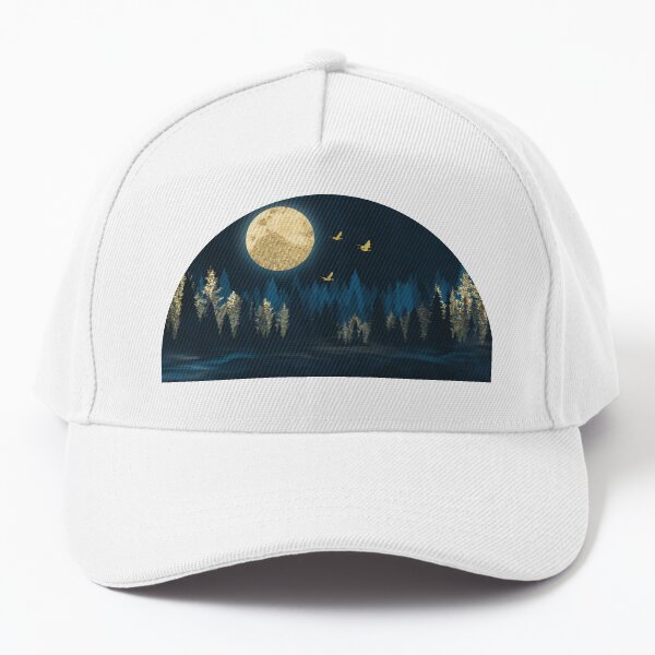 Golden Midnight Forest and the Misty Mystic Lake Baseball Cap