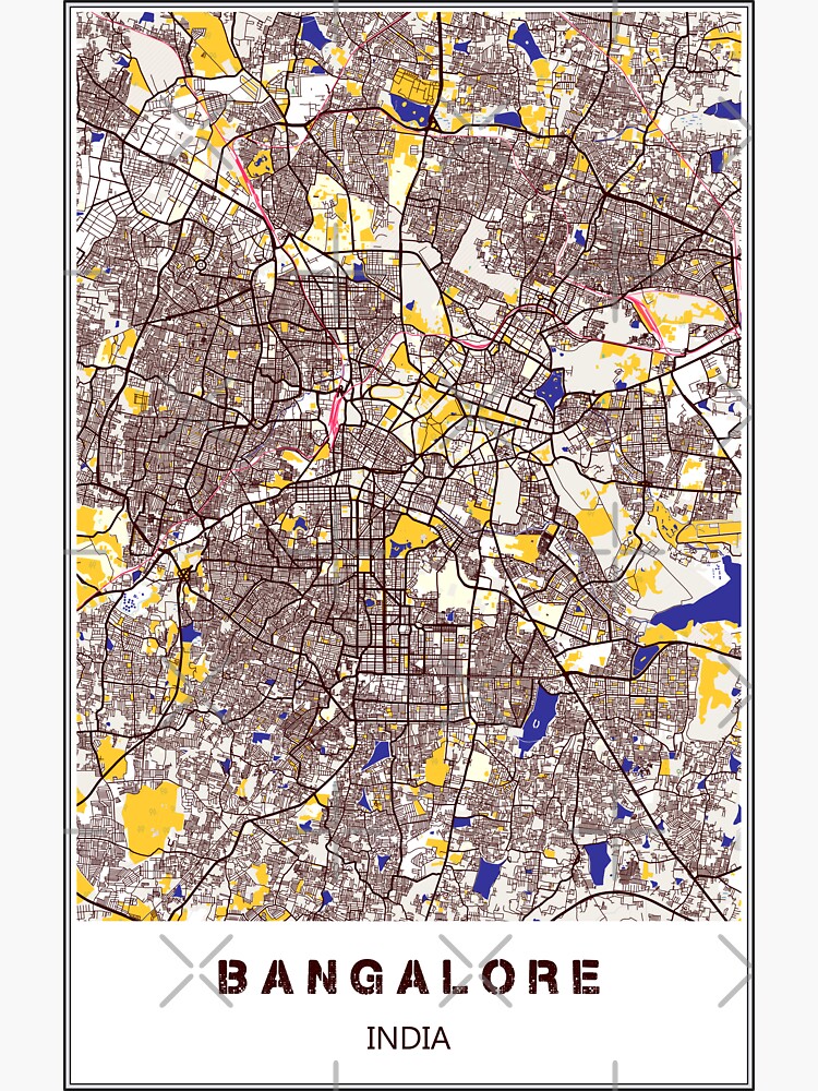 "Bangalore map wall art" Sticker for Sale by PostersProf1 Redbubble