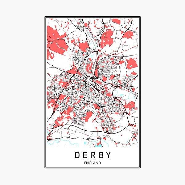Item preview, Derby map print designed and sold by PostersProf1.