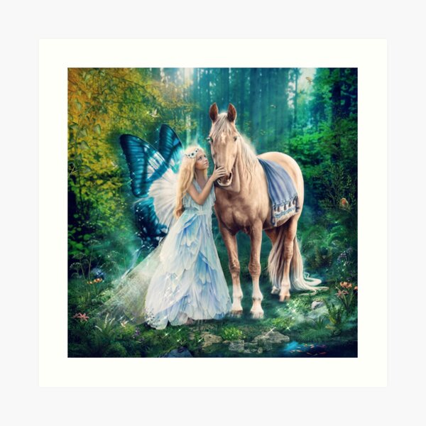 The Blue Fairy and Her Pony Art Print