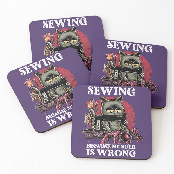 Item preview, Sewing Because Murder Is Wrong Funny Black Cat Quilting designed and sold by NUMAcreations.