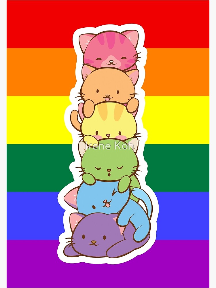 Cute Purride Cat Hard Enamel Pin LGBTQ LGBT Gay Pride Rainbow Flag