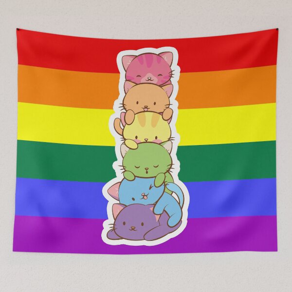 Item preview, LGBT Gay Pride Flag Kawaii Rainbow Cats designed and sold by Irene Koh.