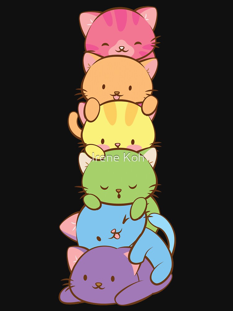 LGBT Gay Pride Flag Kawaii Rainbow Cats Lightweight Hoodie for