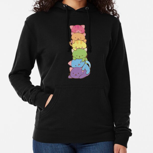 LGBT Gay Pride Flag Kawaii Rainbow Cats Lightweight Hoodie