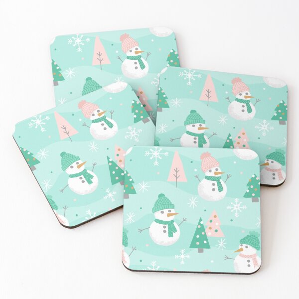 Item preview, Cozy Snowmen on Mint designed and sold by latheandquill.