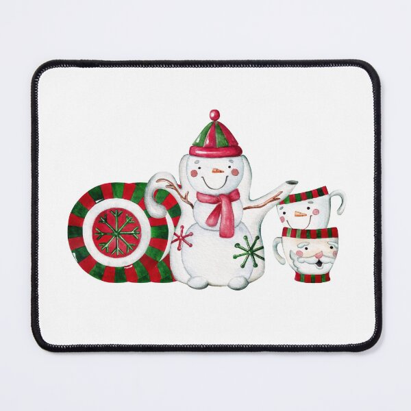 Item preview, Christmas ceramic kitchenware Teapot, cups and plates.Snowman and Santa Claus. designed and sold by AnnAsatryan.