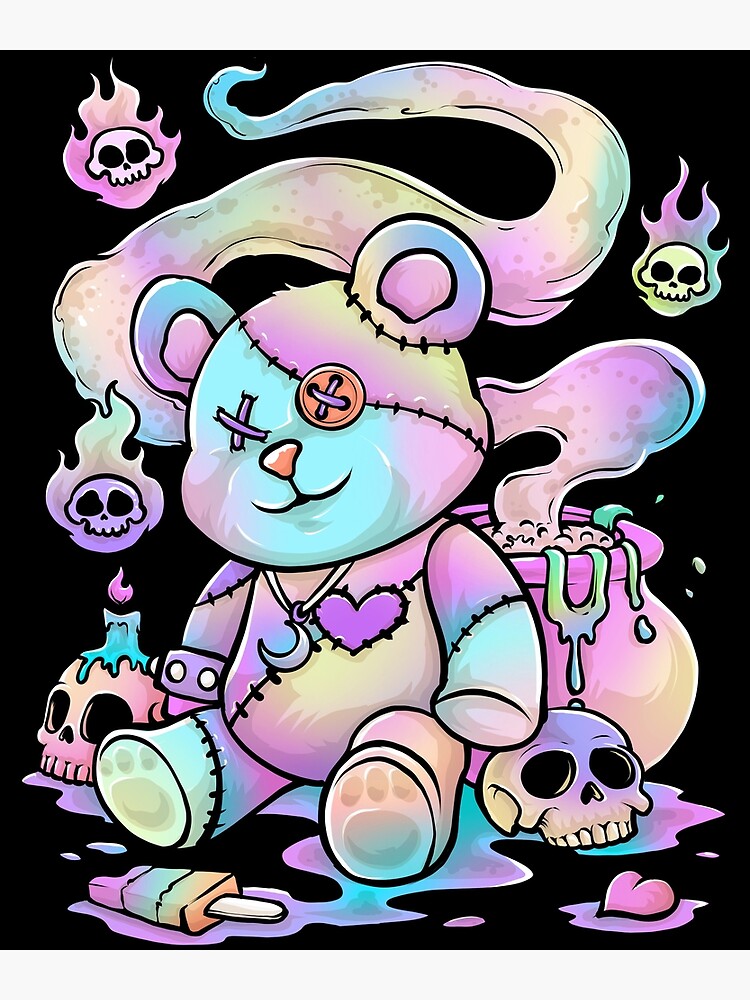 Pastel Goth Teddy Bear Kawaii