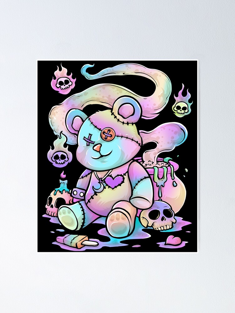 Pastel Goth Teddy Bear Kawaii | Poster