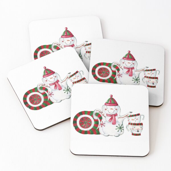 Item preview, Christmas ceramic kitchenware Teapot, cups and plates.Snowman and Santa Claus. designed and sold by AnnAsatryan.
