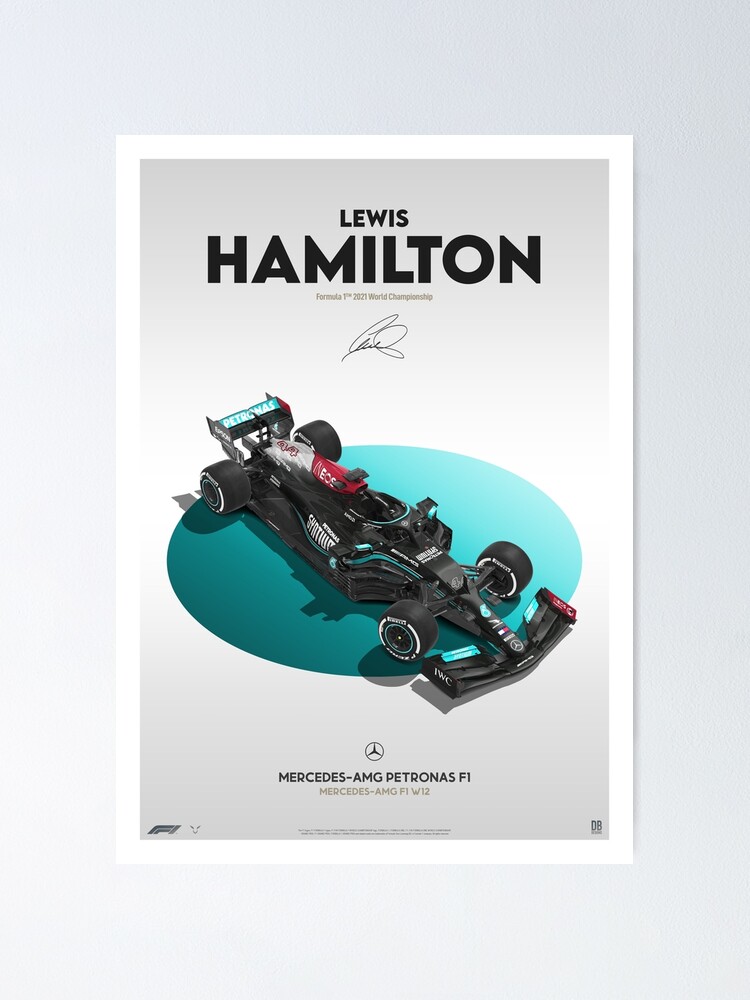 Poster for Sale avec l'œuvre « Lewis Hamilton F1 2021 Mercedes Car