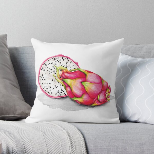 Dragon Fruit Watercolour illustration Throw Pillow