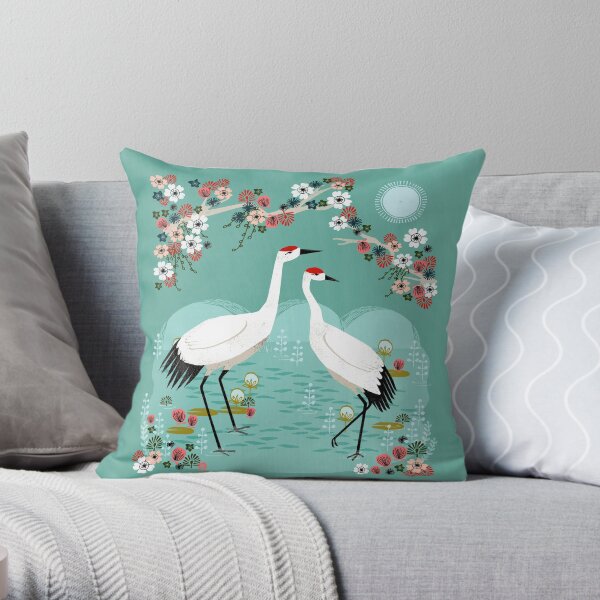 Cranes by Andrea Lauren Throw Pillow